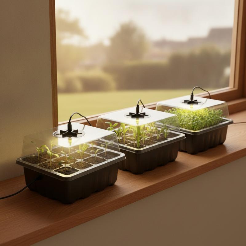 Seed Starter Tray Kit With Grow Light - 6/12-Cell Home Seed Starter Tray With