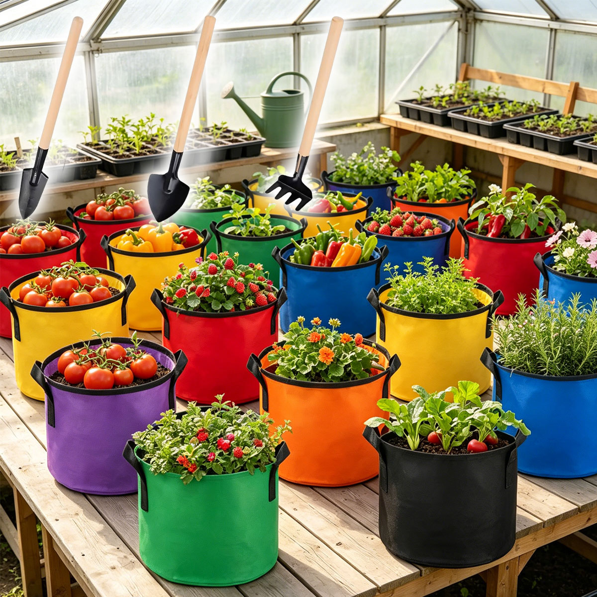 Plant Nursery Grow Bags Fabric 5 Gallon - 6pcs/set 5-Gallon Random Color Fabric Grow