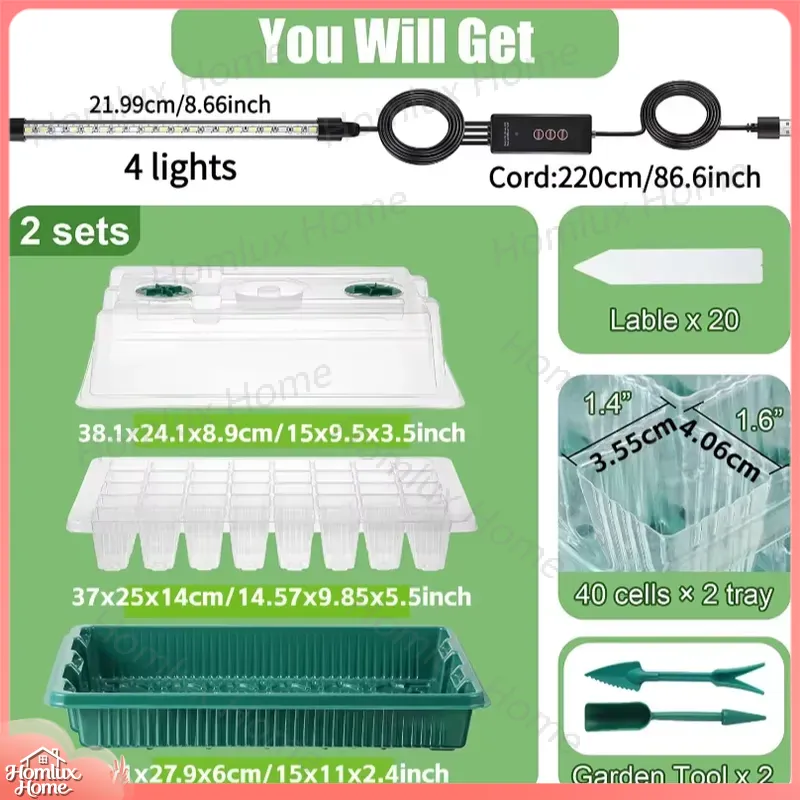 2 Packs Seed Starter Trays wit - Seed Starter Tray Kit With Grow Light review and price