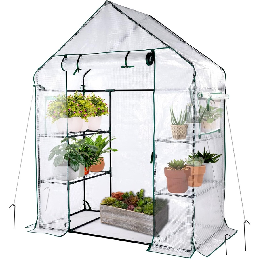 56x30x76 Mini Walk-in Greenhou - Mini Walk In Greenhouse 3 Tier Shelves review and price