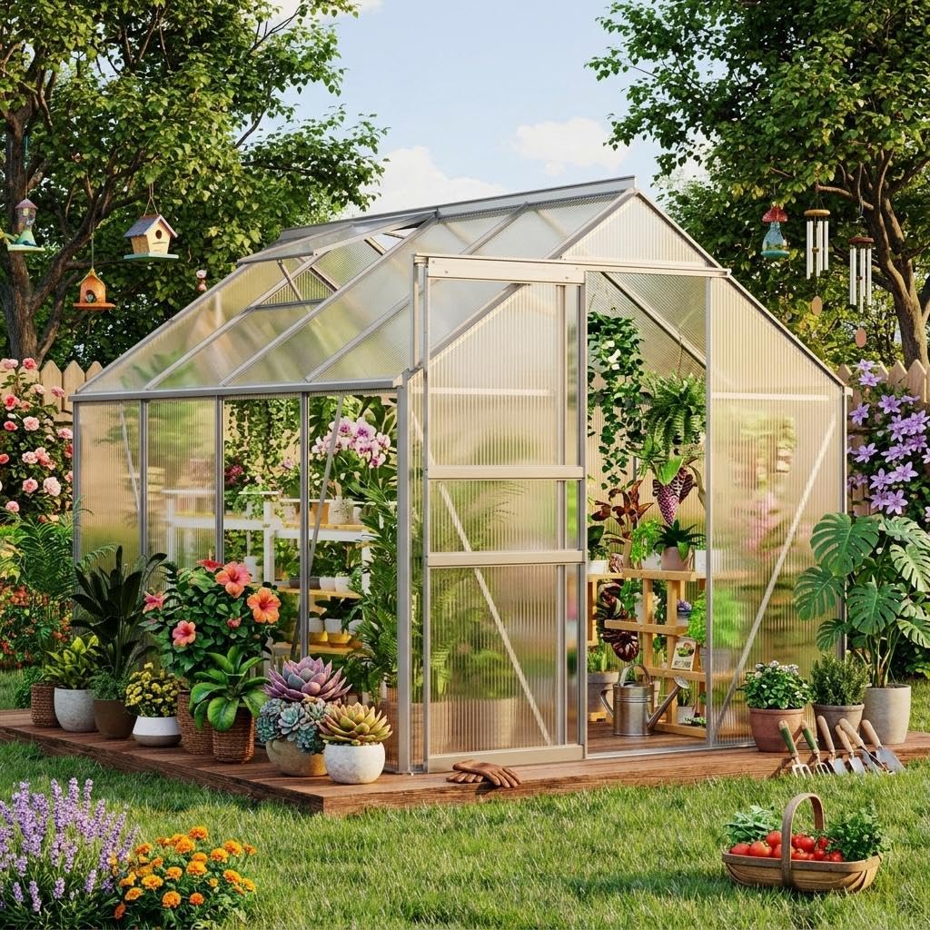 6 x 8 ft Polycarbonate Greenho - Polycarbonate Greenhouse Aluminum Frame review and price