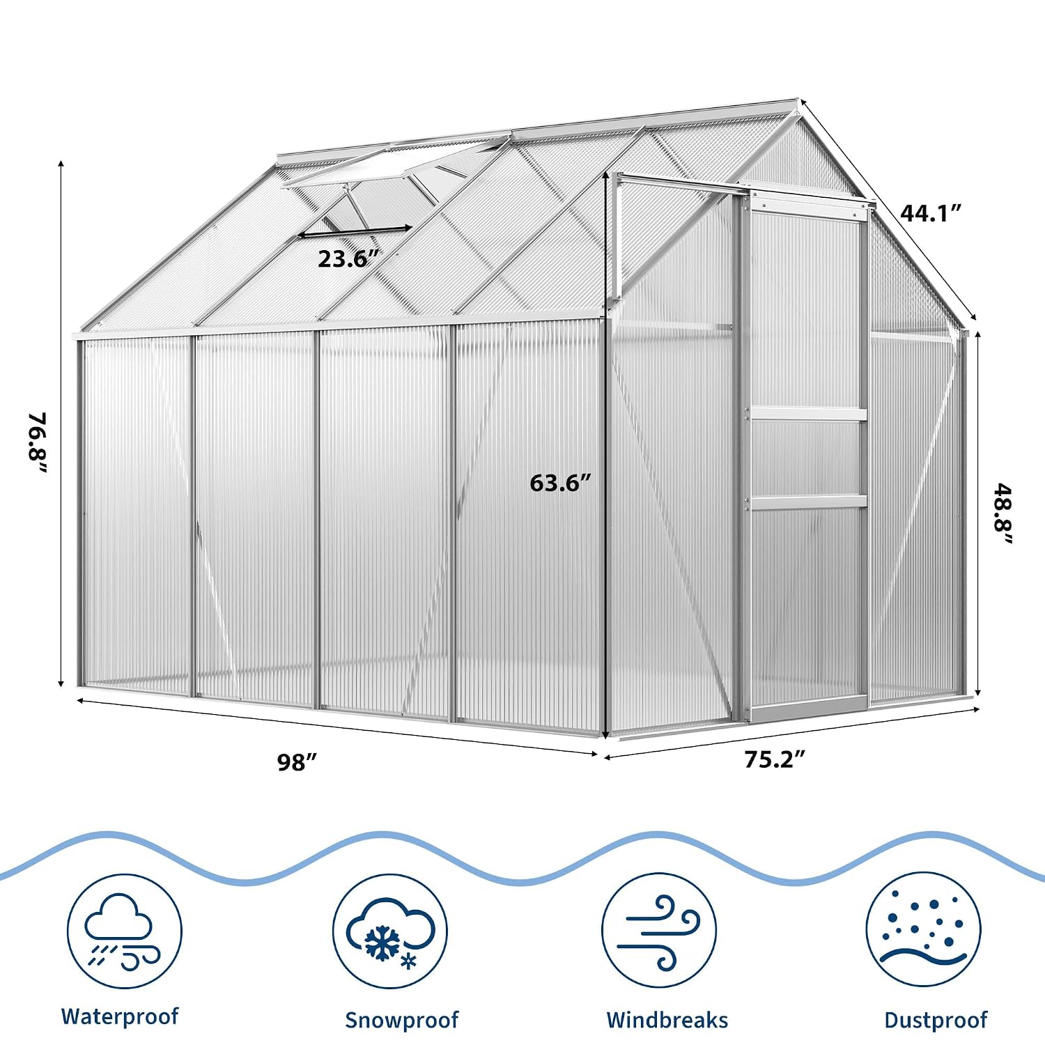6 x 8 ft Polycarbonate Greenho - Polycarbonate Greenhouse Aluminum Frame review and price