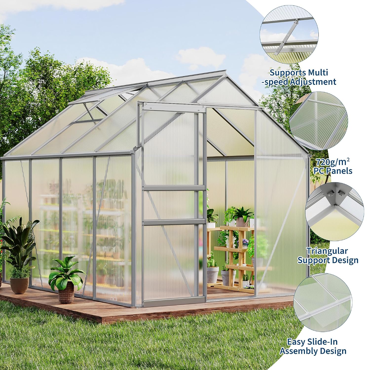 6 x 8 ft Polycarbonate Greenho - Polycarbonate Greenhouse Aluminum Frame review and price
