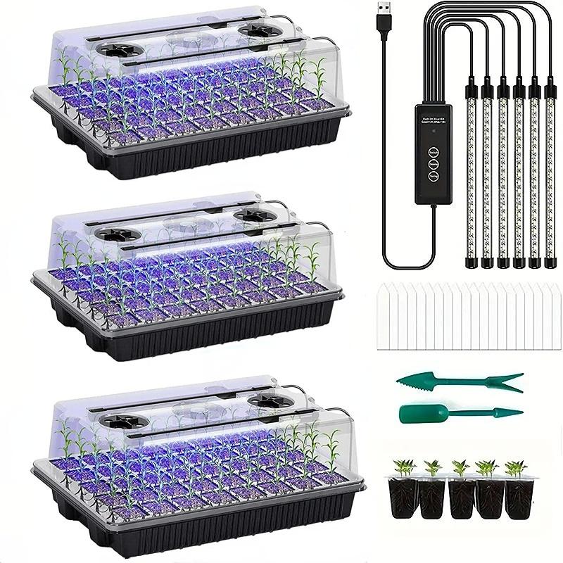 3Pack 120 Cells Seed Starter T - Seed Starter Tray Kit With Grow Light review and price